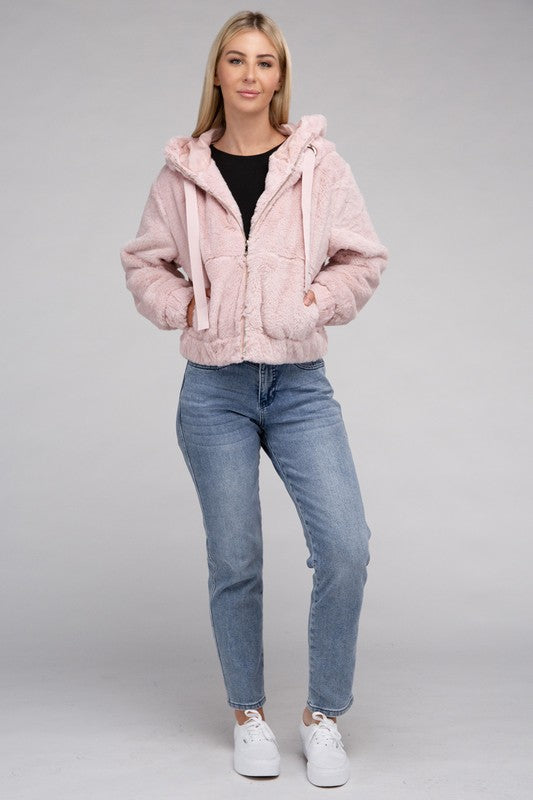 Fluffy Zip-Up Teddy Hoodie