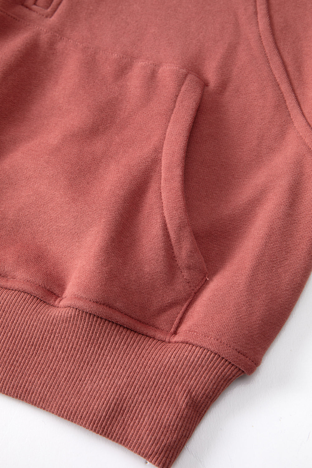 Brown Zip Up Stand Collar Ribbed Thumbhole Sleeve Sweatshirt